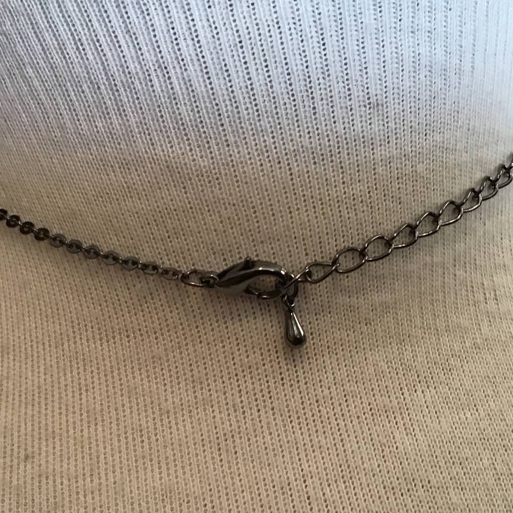 NWOT “New Fashion” Necklace and earring set black color chain and white beading - Picture 7 of 10